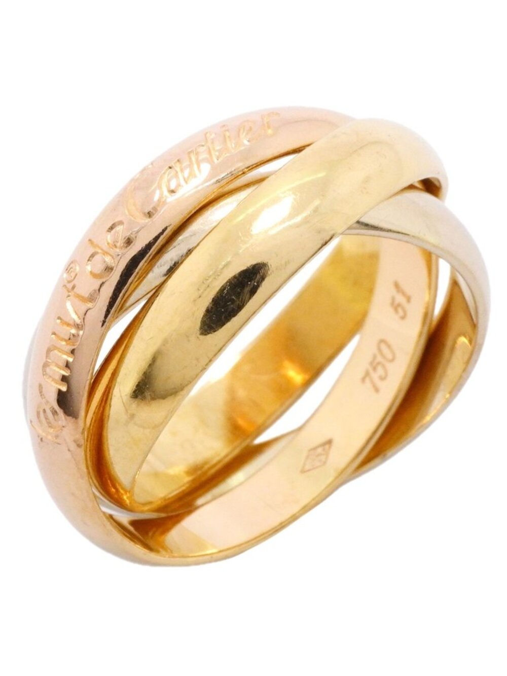 Cartier Ring Trinity Classic Model 18k Yellow Gold 18k White Pink